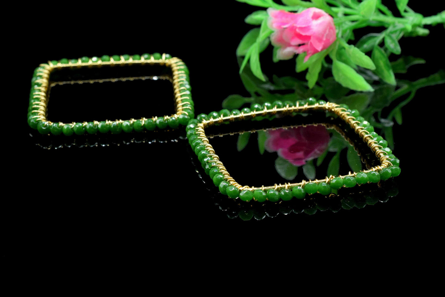 Emerald Quartz Beaded Earring Connector,Gemstone Wire Wrapped Components,Dangle Earring Component,Finding Necklace,Pendant Jewelry Connector