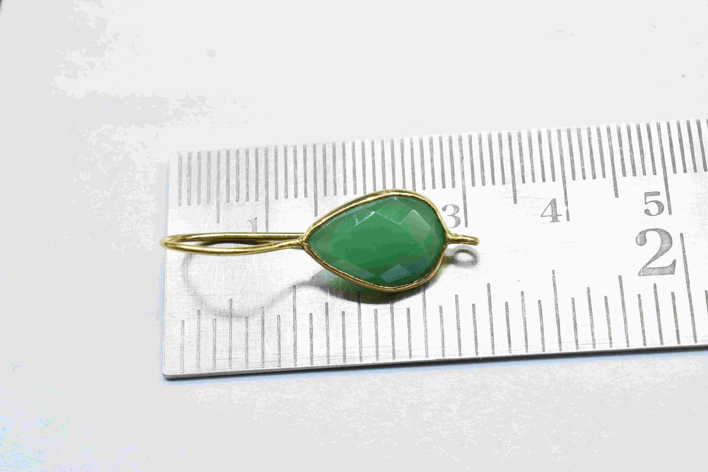 Green Onyx 9x13mm Teardrop Earring Connector,Green Jewelry,bezel frame Connector,Earring Studs Connector,Jewelry Making,Green Onyx Component