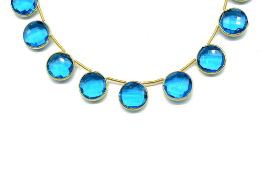London Blue topaz 10mm Faceted Round Shape charms strand,Topaz Faceted Gemstone JewelryMaking Component,charm,Brass charms,jewelry