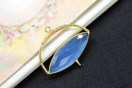 Blue Chalcedony Gemstone Component,Gemstone Connector Pendant,Jewellery Making Essentials,Single Loop Pendant,DIY jewelry Making Supply,Gift