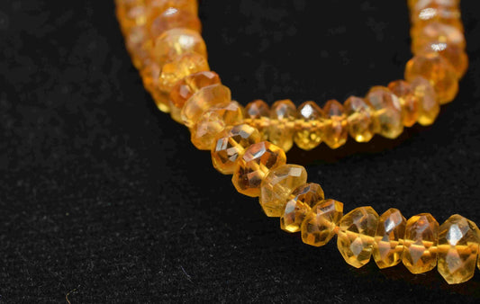 Natural Citrine Faceted Rondelle Beads,AAA Quality,Gemstone Round Beads Necklace,Handmade Station Link,8 inch strand,wholesale Beads jewelry