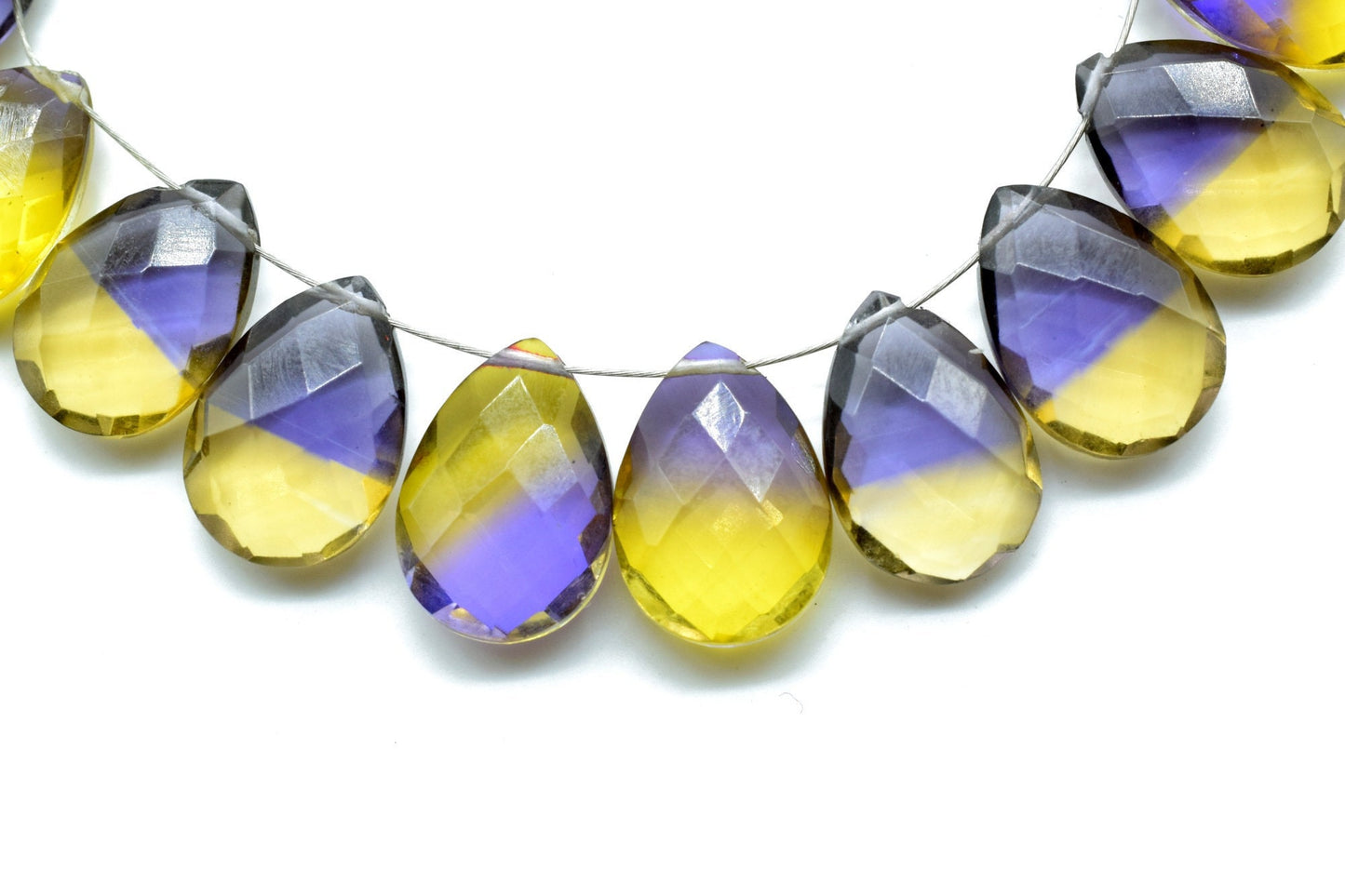 Natural Ametrine 9x13mm Faceted Pear Shape Briolettes,Ametrine Briolette AAA Flat Pear Drops Micro Faceted,Ametrine Faceted Drops,Briolette