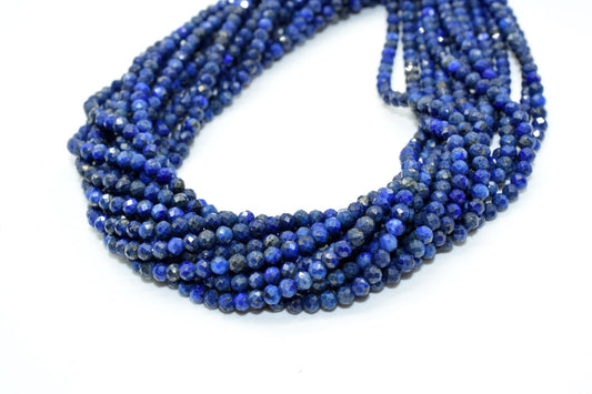 Lapis Lazuli Beads,3mm to 3.5mm faceted Beads,Dark Blue stone beads,Semi Precious Beads,Tiny Spacers beads,fine quality beads,Natural stone