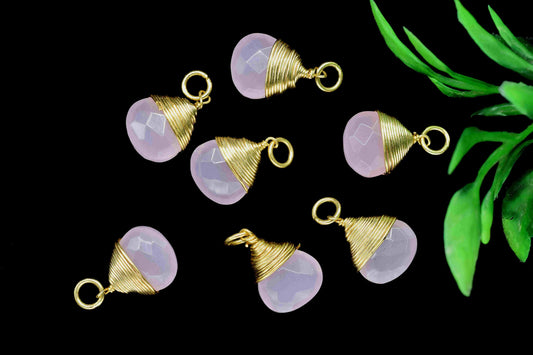 Rose Quartz Heart Faceted Connector,Wire Wrapped Gemstone Pendant,loop Connector,Wire Wrapped Necklace,10mm Heart Shape,Rose Quartz Jewelry,