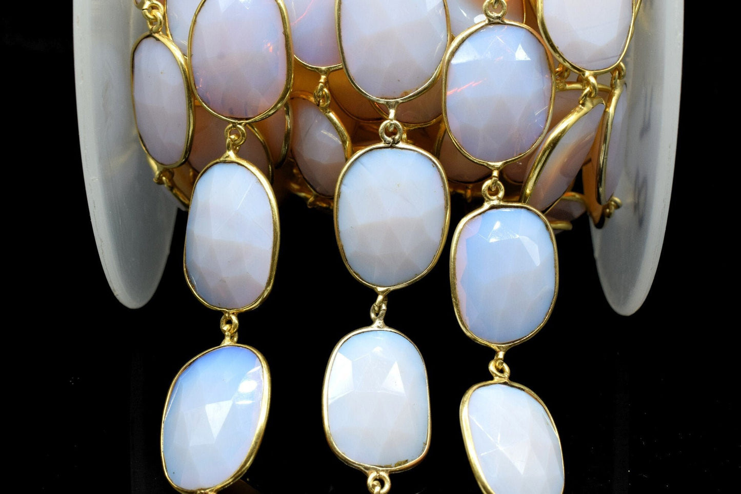 Opalite Faceted Bezel Connector Station Link Chain,Opalite Free form Size Connector Chain,Opalite Bezel Connector Chain,Bracelet Chains