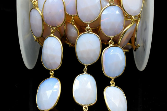 Opalite Faceted Bezel Connector Station Link Chain,Opalite Free form Size Connector Chain,Opalite Bezel Connector Chain,Bracelet Chains