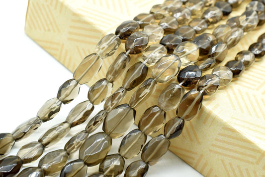 1 Strand Smoky Quartz Oval Beads,Smokey Gemstone Faceted Oval Shape Beads,Jewelry Supplies,Gorgeous Dark Translucent Smoky Quartz Oval Beads