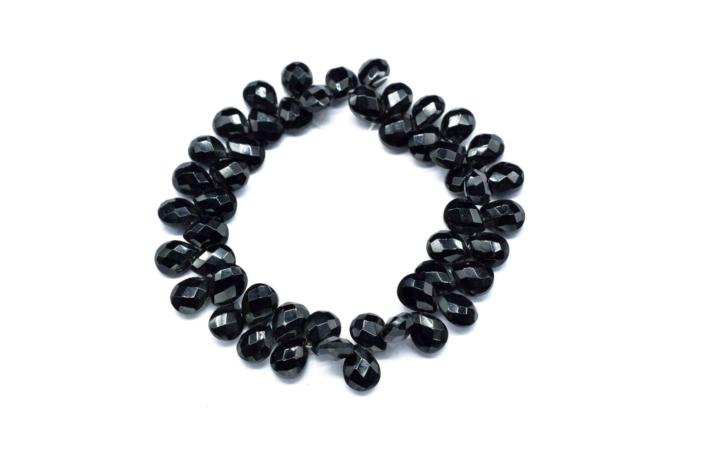 Black Onyx 6x8mm Pear Shape Briolettes,Gemstone Faceted Pear Shape Beads,6 Inch Strand,Black Onyx Faceted Teardrop,Black Onyx Strand Jewelry