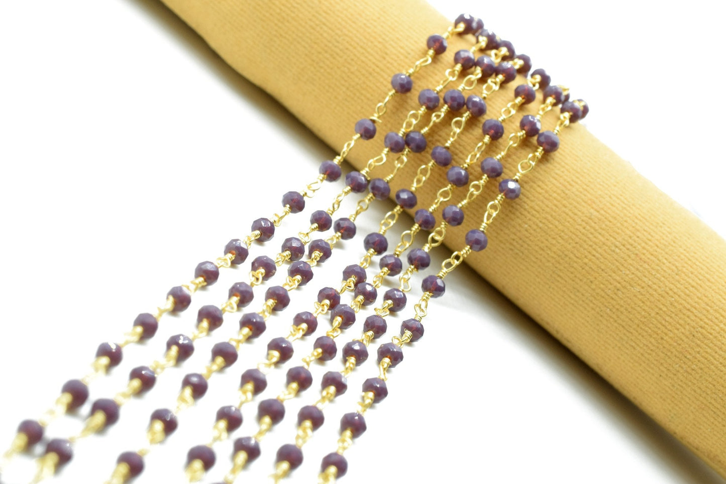 Lavender Gold Plated Rosary Chain,3mm Lavender Faceted Beaded Rosary,Gold Plated Rosary,Rosary Chain By Foot,Bulk Rosary Roll,Wire Wrapped