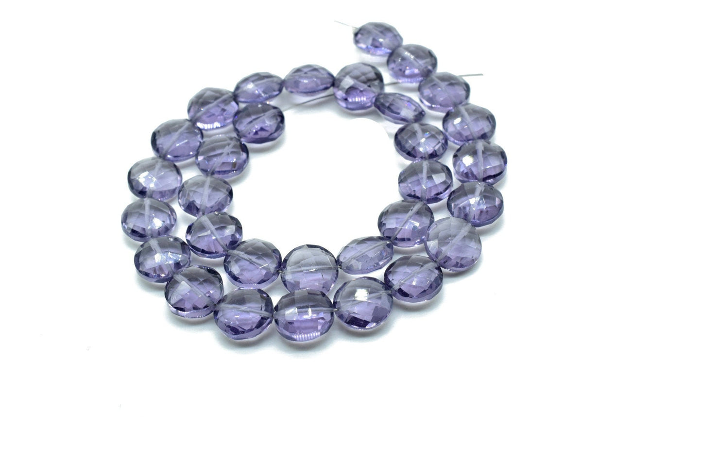 Genuine Natural Amethyst Coin,10mm Round Briolette,Purple Drilled Faceted Gemstone,February Birthstone,Faceted Coin Shape Briolettes,
