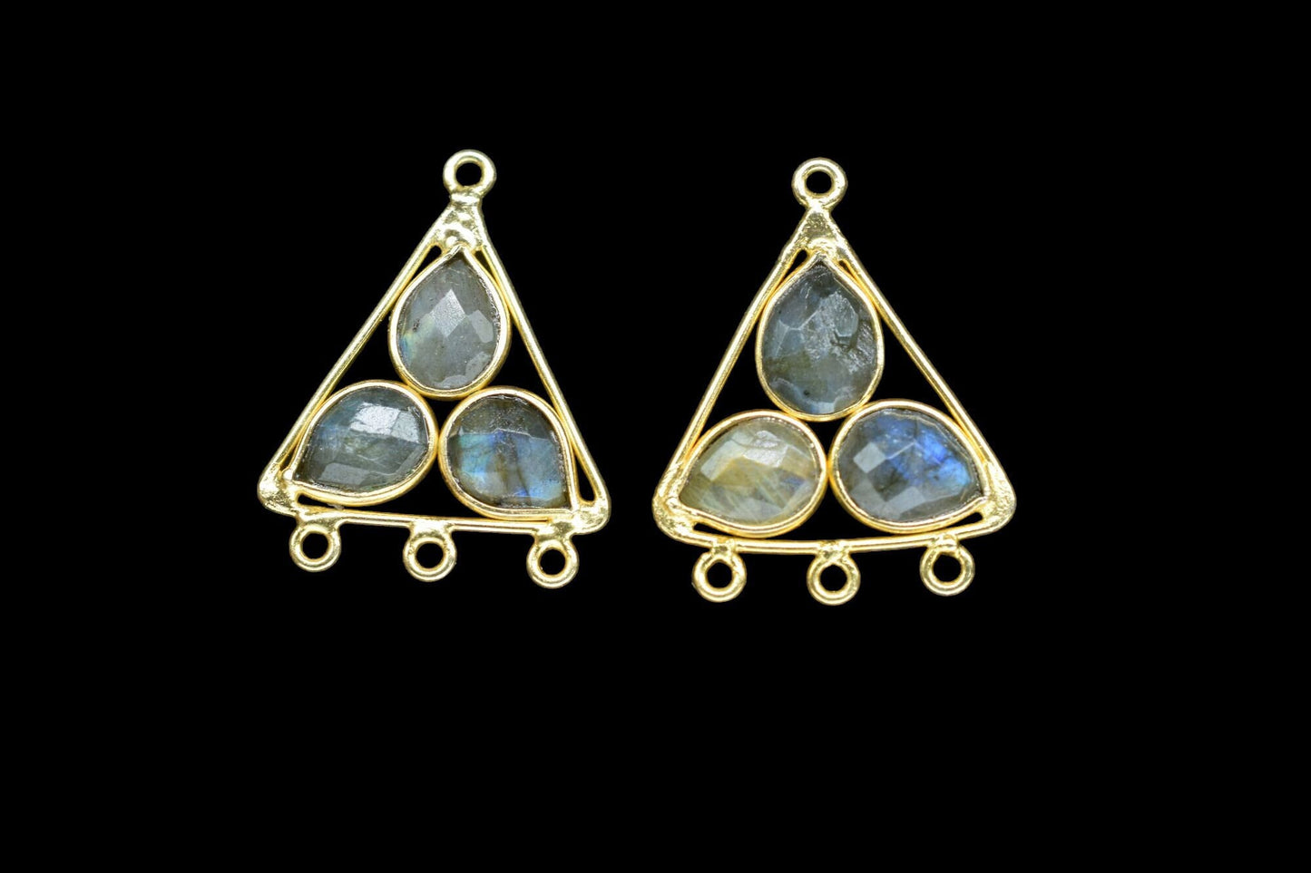 Labradorite Teardrop Faceted Bezel Connector,Handcrafted Gemstone Jewelry,Grey Gemstone Pendant,Jewelry Component,Tringle Shape Pendant,Gift