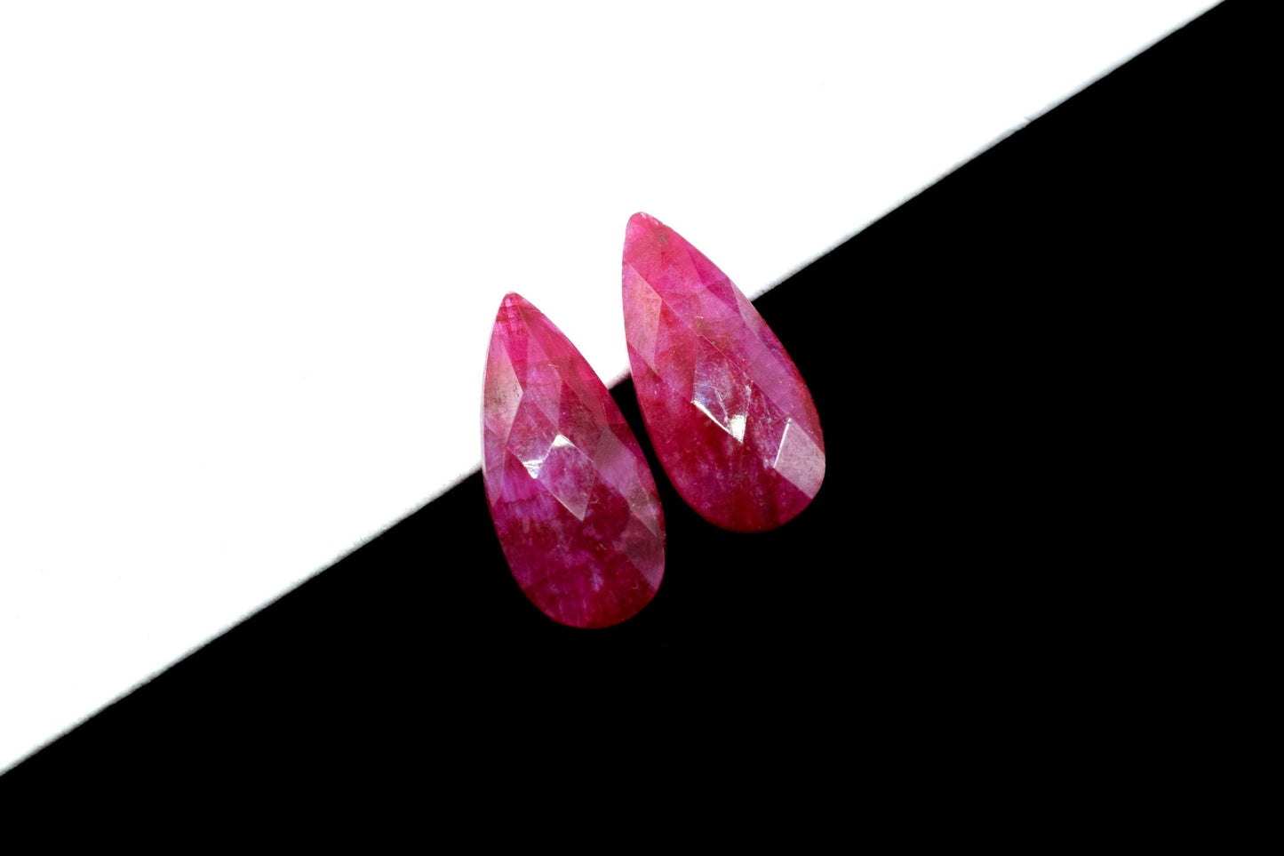 Natural Ruby Faceted Pear Shape Briolettes,8x20mm Teardrop Beads,Ruby Briolettes,AAA Quality,Ruby Jewelry Beads,Ruby Teardrop Beads