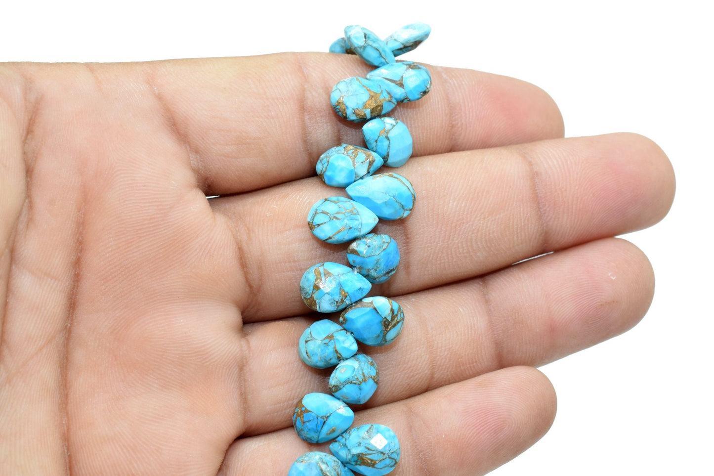 Copper Turquoise Teardrop 7x10mm Briolettes,Turquoise side drilled Briolette,Turquoise Handmade Briolette,Turquoise Teardop briolettes,jewel