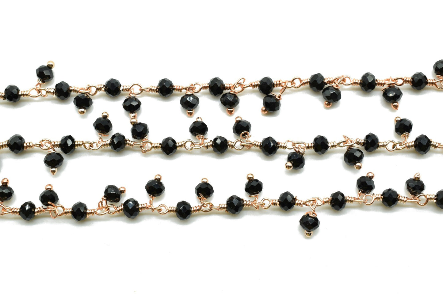 Black onyx Cluster Rosary Chain,Handmade Jewelry Making Wire Wrapped Beaded Chain By Foot For Necklace,Exceptional Spinel CLUSTER Rosary