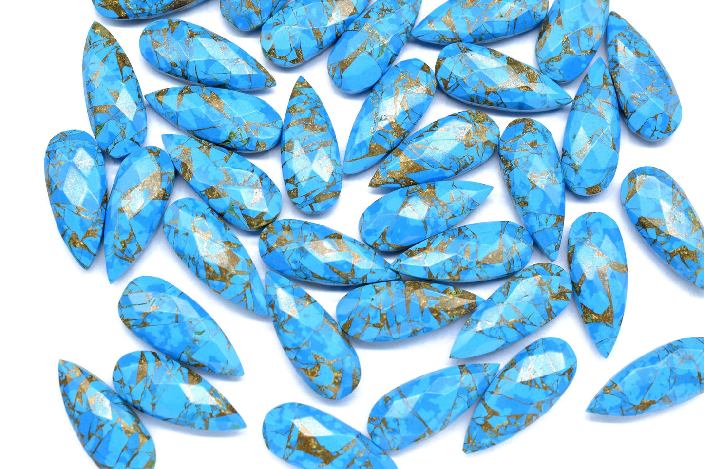 Blue Copper Turquoise 8X20mm Faceted Teardrop Beads,Turquoise Gemstone Briolettes,Turquoise Long  Faceted Pear Beads,Turquoise jewelry Beads