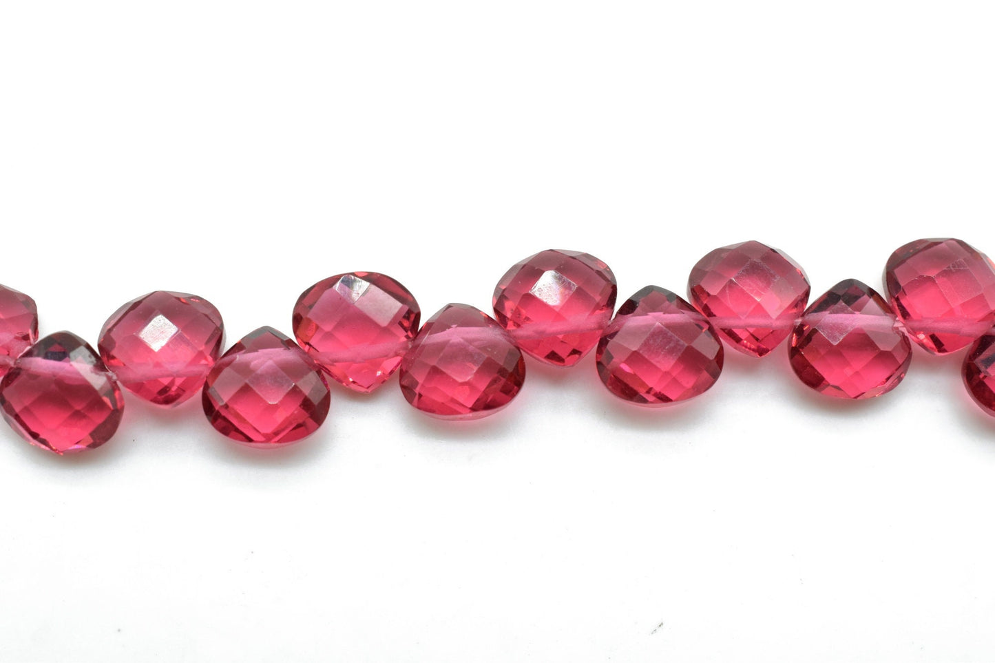 Pink Tourmaline Heart shape 6mm Briolettes,Pink Tourmaline drilled Briolette,Birthstone briolettes,Pink Tourmaline Quartz briolettes,jewelry
