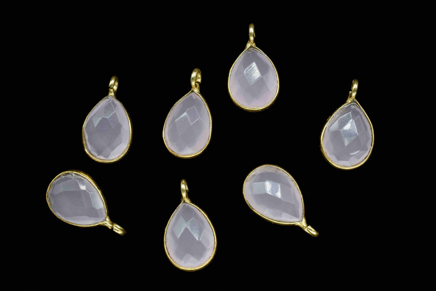 Pink Chalcedony 7x10mm Earring Connector, Gemstone Connector Pendant, Earring Findings, Jewelry Making Connector,Stud Earring,Jewelry Supply