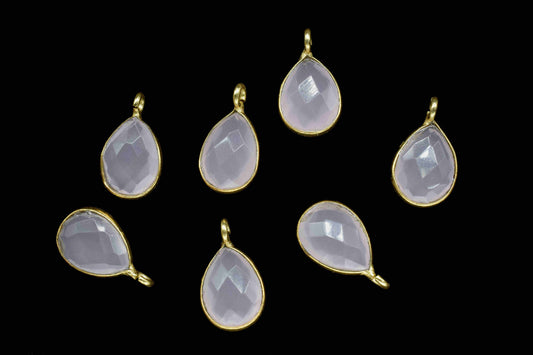 Pink Chalcedony 7x10mm Earring Connector, Gemstone Connector Pendant, Earring Findings, Jewelry Making Connector,Stud Earring,Jewelry Supply