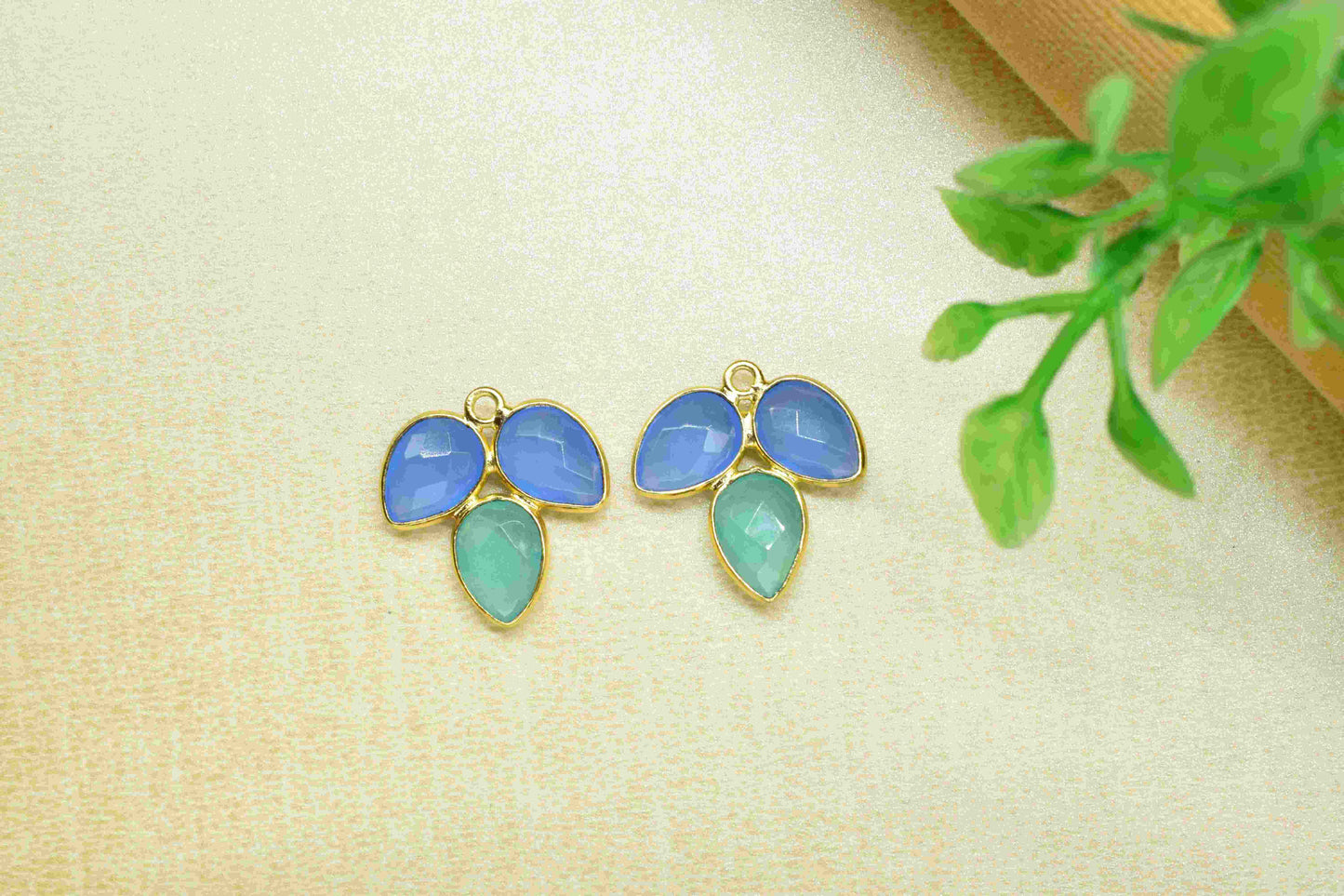 Blue Chalcedony component,Bezel Component,Aqua Quartz Jewelry Making Supply,Gemstone Component,Handmade Jewelry,Multi stone Bezel Pendant