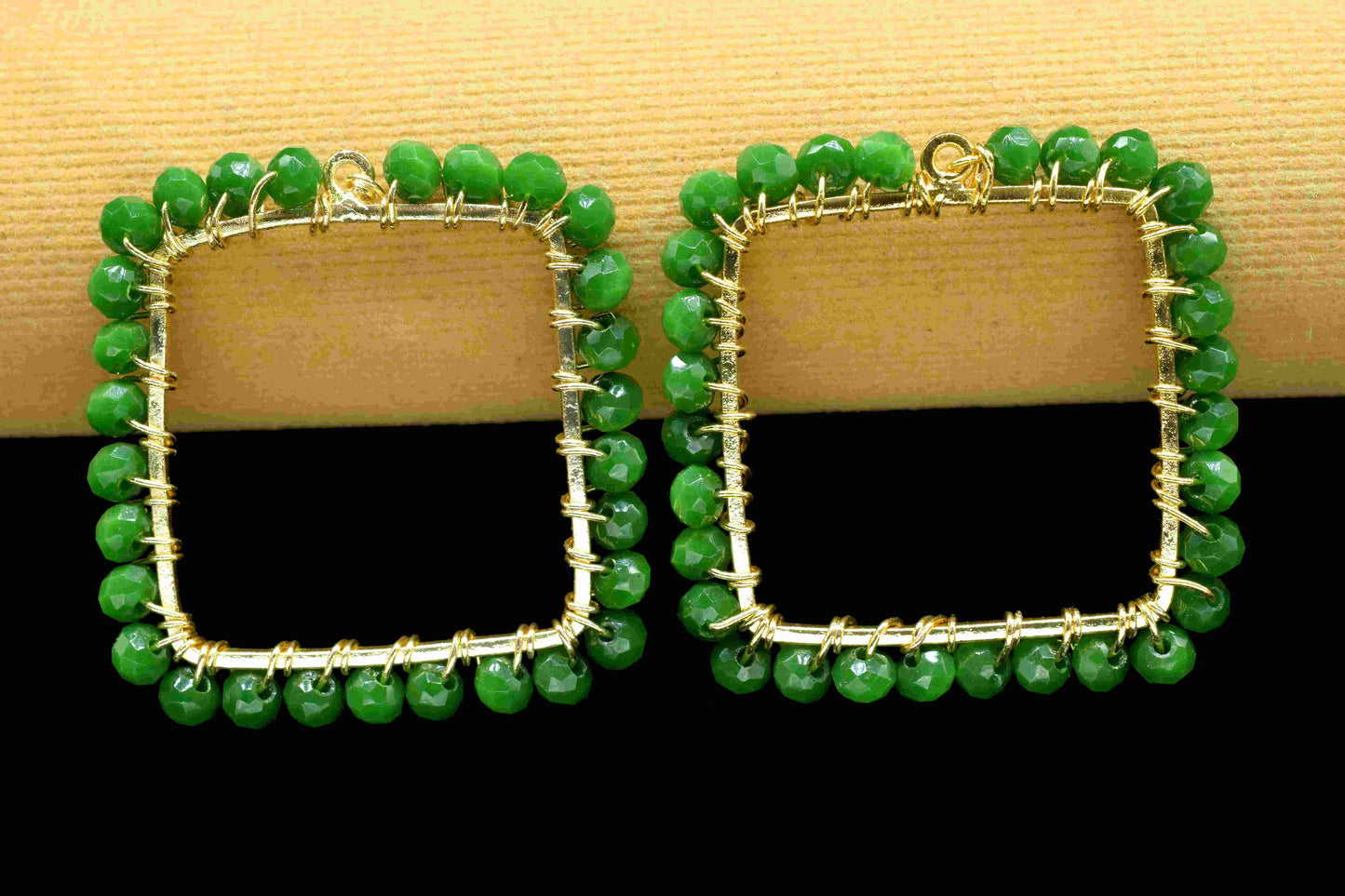 Emerald Quartz Wire Wrapped Dangle Connector,Gemstone Component,Handmade Earring,Finding Necklace Component Jewelry,Beaded Earring Connector