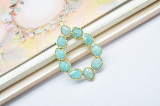 Amazonite  Earring, Amazonite  Pendant,Amazonite  Bezelt  Bezel,Pendant Connector,Six Attached Bezel,Necklace Pendant