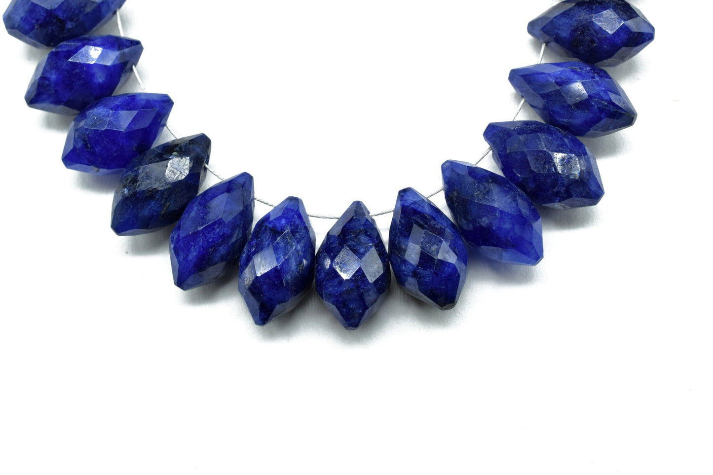 Sapphire Dew Drop Foxtail Beads,8x14mm Dew Drop briolettes,Fancy Cut Dew Drop Foxtail Briolette,Foxtail Gemstone Beads,Matched Pair Beads