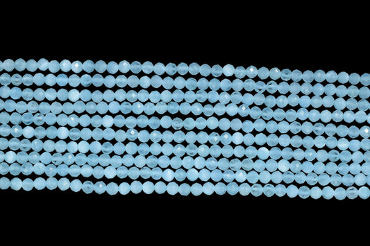 Aquamarine AAA Faceted beads/Loose Gemstone Beads/Aquamarine Beads Strand For Jewelry Making/3mm-3.5 mm Aquamarine Rondelle Beads/Gift