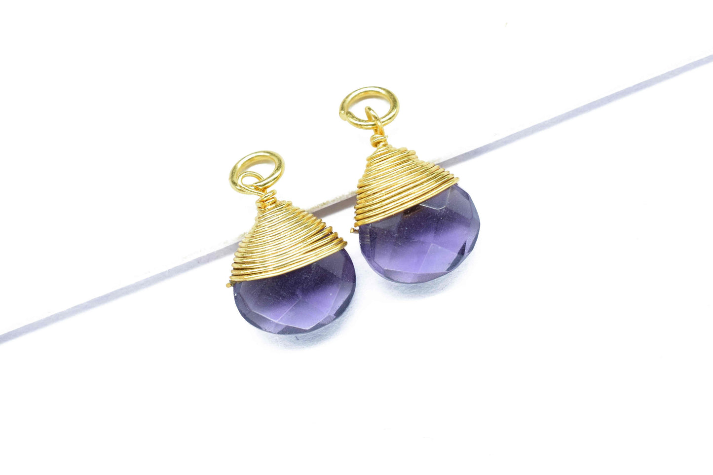 Amethyst Faceted Connector,Wire Wrapped Gemstone Pendant,10mm Heart Shape Amethyst Charm,Amethyst Finding Jewelry,Amethyst GemstoneConnector