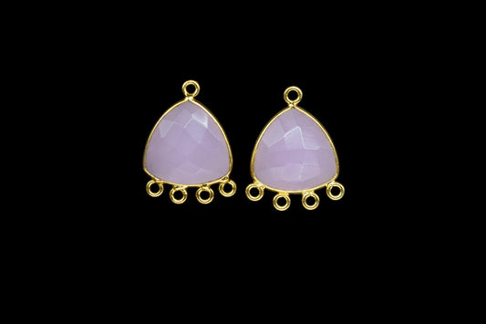 Rose Quartz 15mm Triangle Bezel Connector/Gold Plated Jewelry/Women Jewelry/Connector Jewelry/Handmade Connector/Connector Jewelry/Gift
