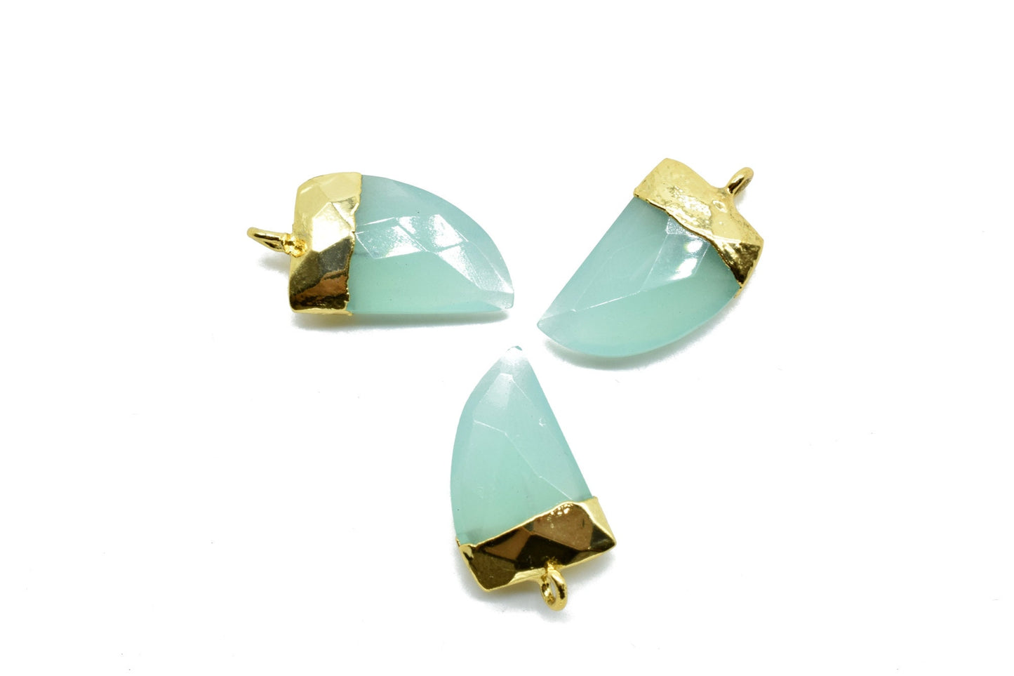 Aqua Chalcedony 10x15mm horn shape single bail connectors,Aqua Chalcedony Bezel Findings Horn Charms,Horn Shape Connectors,Single Bail charm