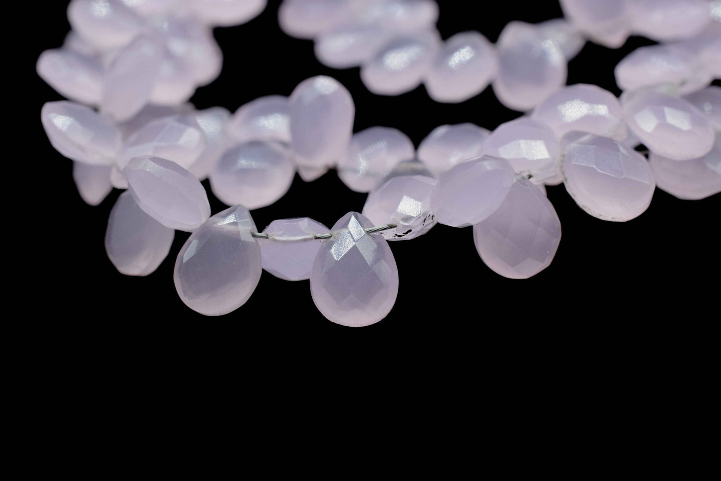 Pink Chalcedony 6x8mm Pear Shape Briolettes,Micro Faceted Pear Shape Beads,7Inch Strand,Rose Quartz Faceted Teardrop,Jewelry Making Gemstone