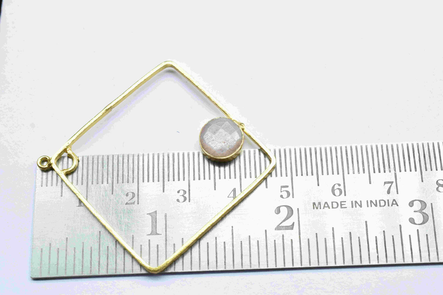 Peach Moonstone Gemstone Dangle Connector,Square Pendant Component,Finding Component Peach Moonstone Jewelry,Square Shape Component Jewelry