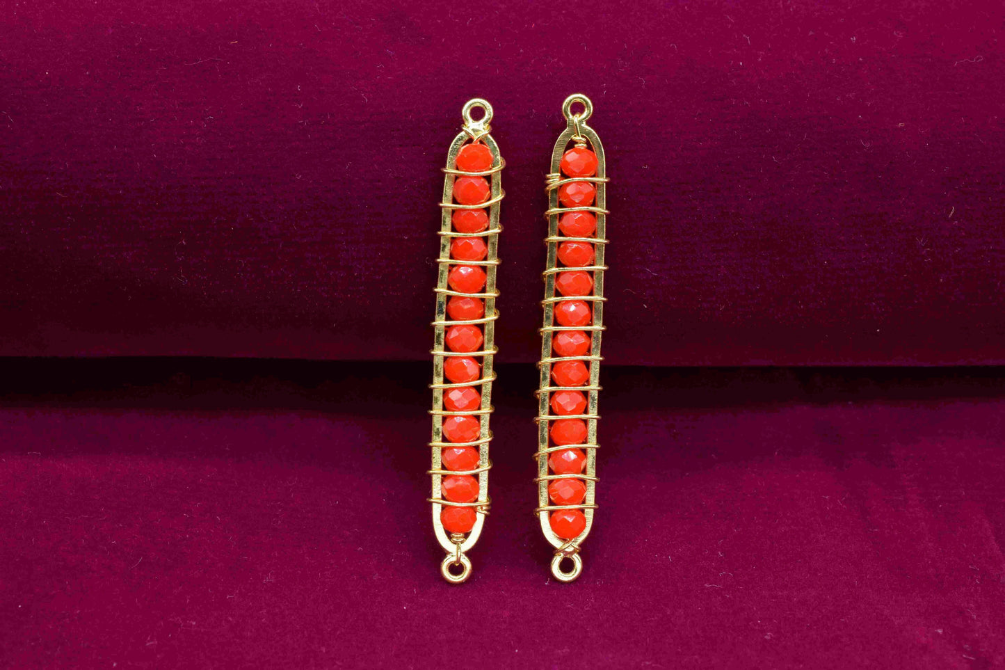 Red Coral beaded Bar Finding Connector, Bar Pendant Necklace,Coral Bar Bracelet,Finding Component,Beaded Bar Finding Component,Coral Jewelry