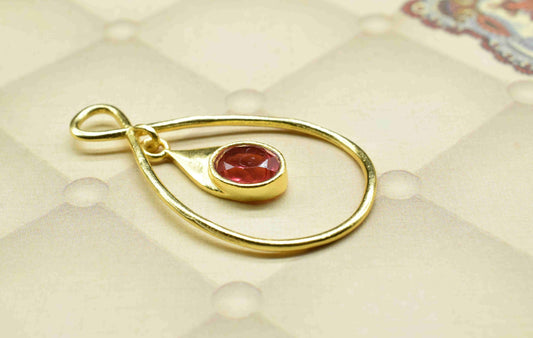 Pink Tourmaline Component , Single Bail Charm , Pink Tourmaline Connector Pendant , Gold Plated Connectors , Earring Component , B'day Gift