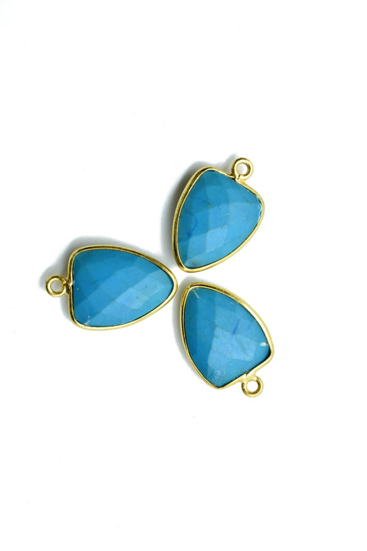 Turquoise 12x15mm Triangle shape single bail connector,Turquoise Pendant,Turquoise Single loop connectors,Turquoise Triangle Shape charms