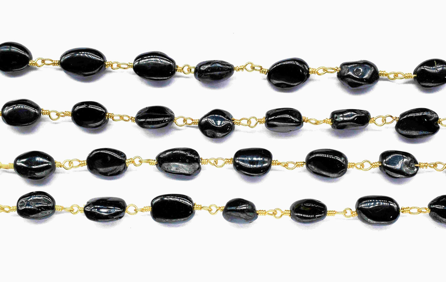 Black Onyx Smooth Oval Shape Handmade Jewelry Making,Black Onyx Smooth Beads Rosary,black Onyx Wire Wrapped Chain By Foot For Necklace,Gift