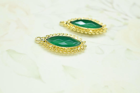 Green Onyx 10x20 Marquise Bezel Charms,Gemstone Brass Component,Wholesale Jewelry,Single Bail Pendant,Handmade Jewellery Connectors,Gift
