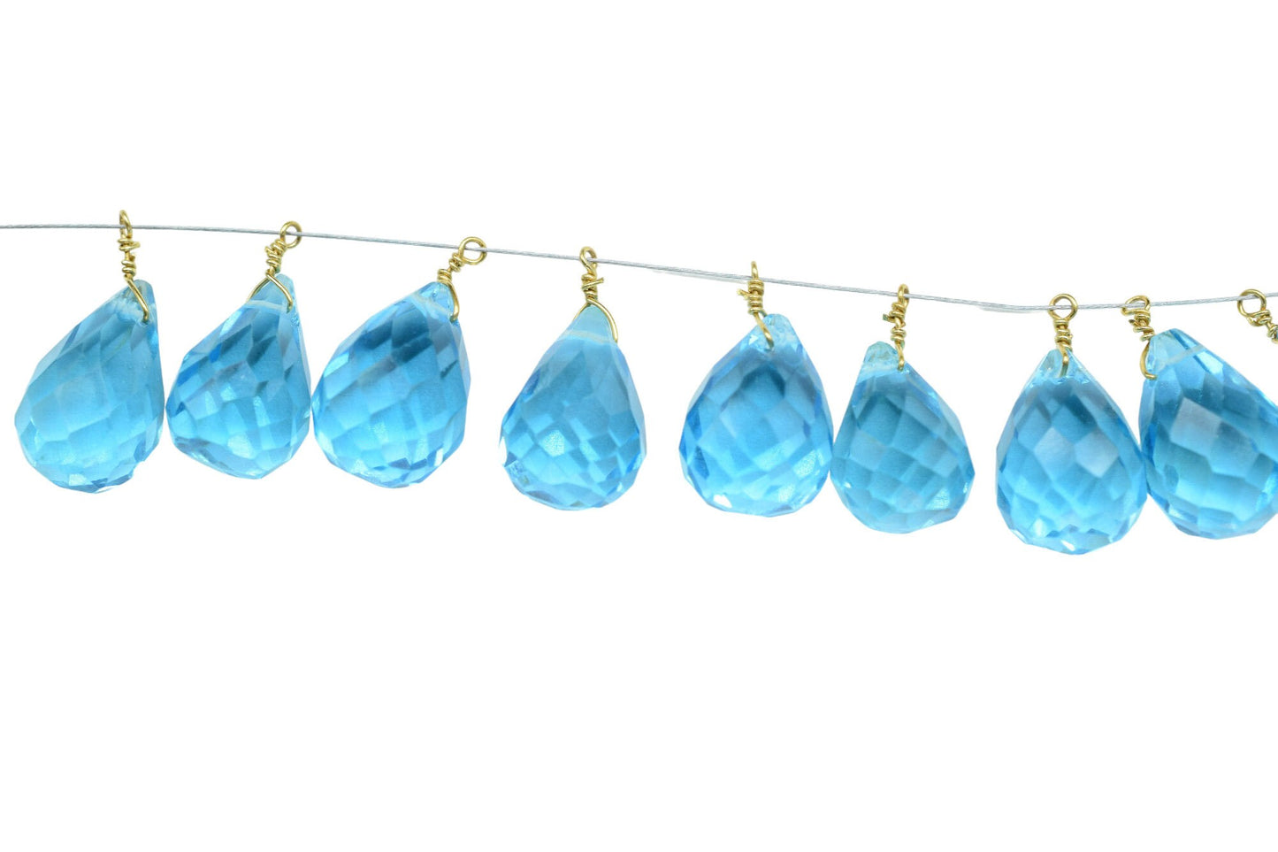 Sky Topaz 10x14mm Faceted Drops,Sky Topaz Wire Wrapped Gemstone Connector,Sky Topaz dainty Pendants ,Topaz Connector Charms,Wife Gifts,