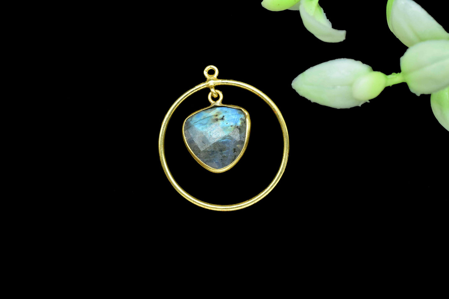 Gemstone Trillion Bezel Pendant,Finding Round,Women Earring,Bridal Earring,Station Link Supply,Gemstone Circle Components,Pendant Jewelry