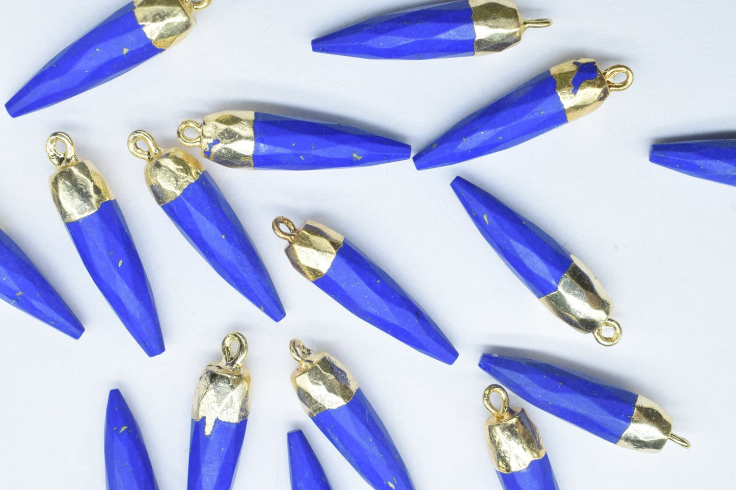 Lapis Lazuli Pencil Connector,spike Pendant necklace Jewelry Making Supply,Gemstone Single Bail Pendant,Handmade Faceted Spike Pointed Charm