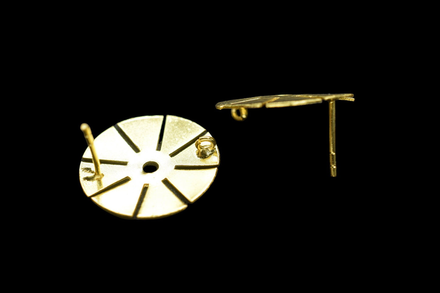 Gold plated brass earring post Studs,Coin shape earring connectors,Brass Earring charms,Earring findings jewelry,Round Earring connectors,
