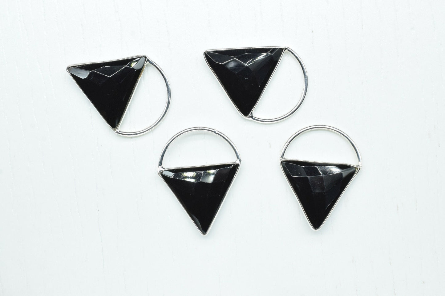 Black Onyx Triangle  Connector, triangle   Pendant Component,Handmade Connector, Triangle Shape Pendant,  Component,Black Onyx jewelry,