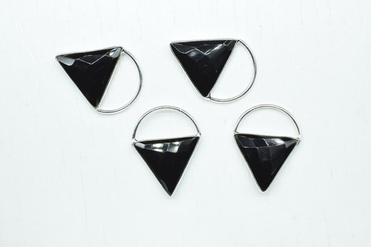 Black Onyx Triangle  Connector, triangle   Pendant Component,Handmade Connector, Triangle Shape Pendant,  Component,Black Onyx jewelry,