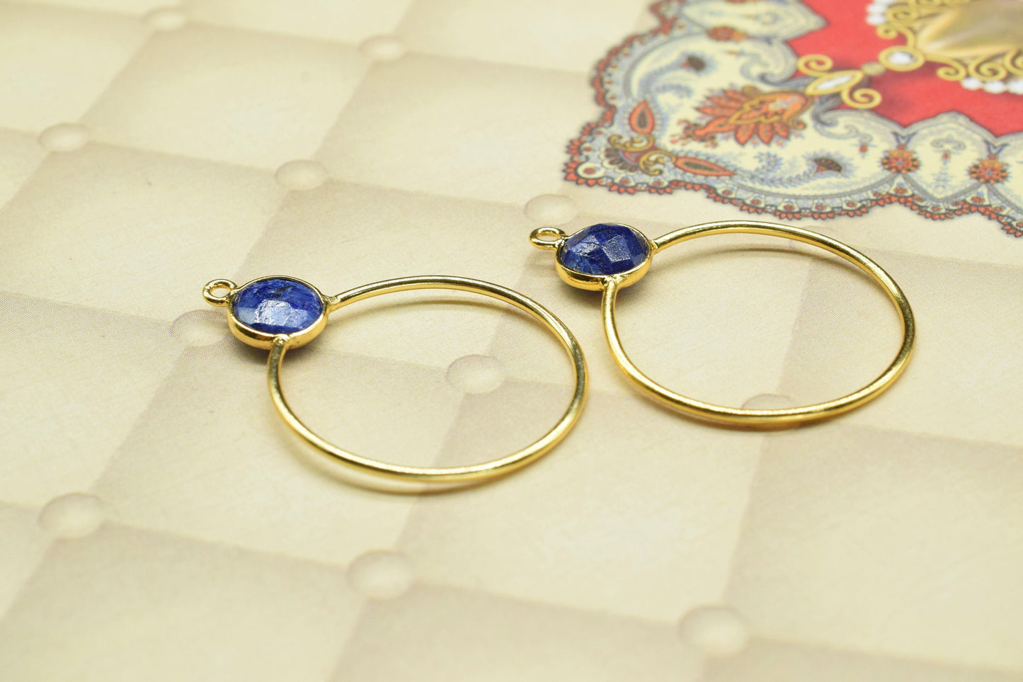 Ruby Findings Pendants,Diy Components Earring,Craft Supplies,Handmade Beads Jewelry,Findings Round Bezel Pendant,Single bail Station Link