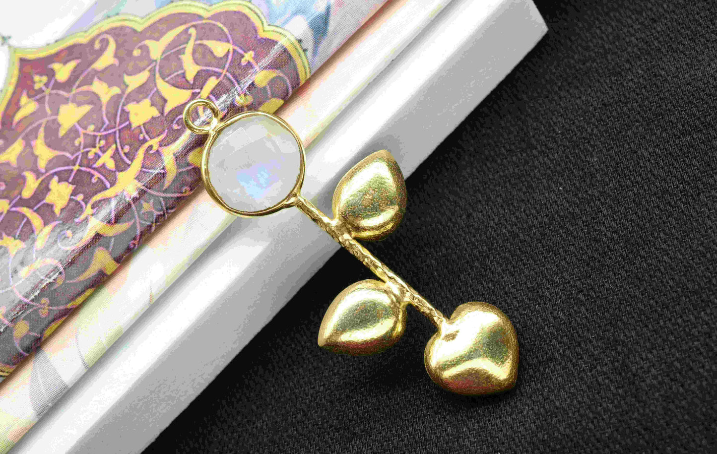 Moonstone Round Shape Pendant , Moonstone Single Bail Charms  ,Genuine Gemstone Charms , Gold Plated Gemstone Connectors , Summer Collection