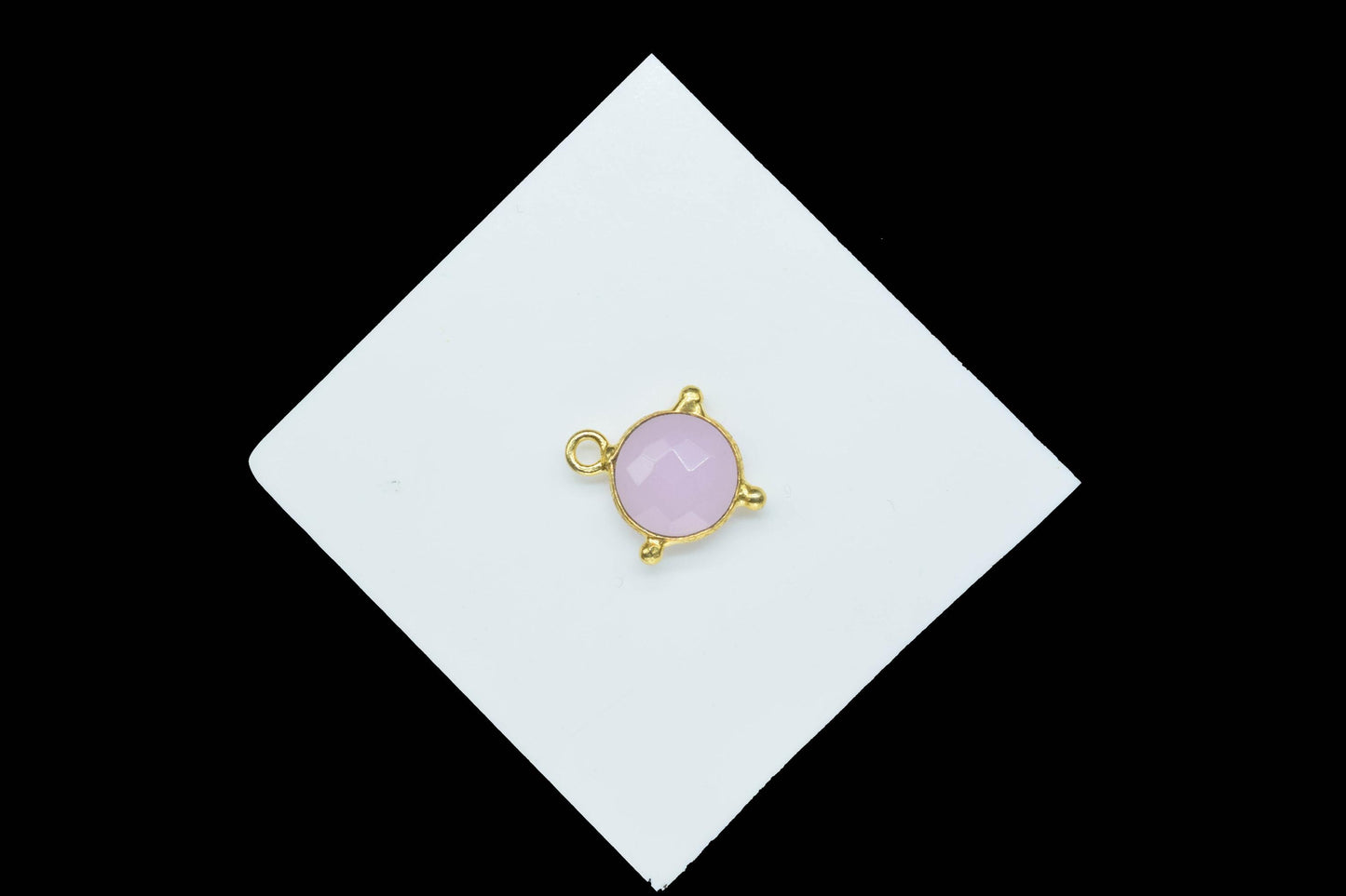 Rose Quartz Pendant/Gemstone Component/Round Shape Charm/Single Bail Charms/Wholesale Supply/Gold Plated Jewellery/B'day Gift