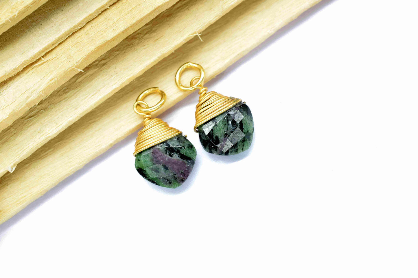 Ruby Zoisite Square Wire Wrapped Pendant,Loop Connector,Pendant Jewelry,Wire Wrapped Necklace,Zoisite Jewelry,Gemstone Faceted Connector