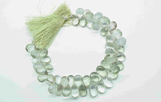 Green Amethyst Beads Strands,Teardrop Shape Necklace,Natural Stone Faceted Briolettes,Handmade Beads jewelry,Station Link,Fine Quality Beads