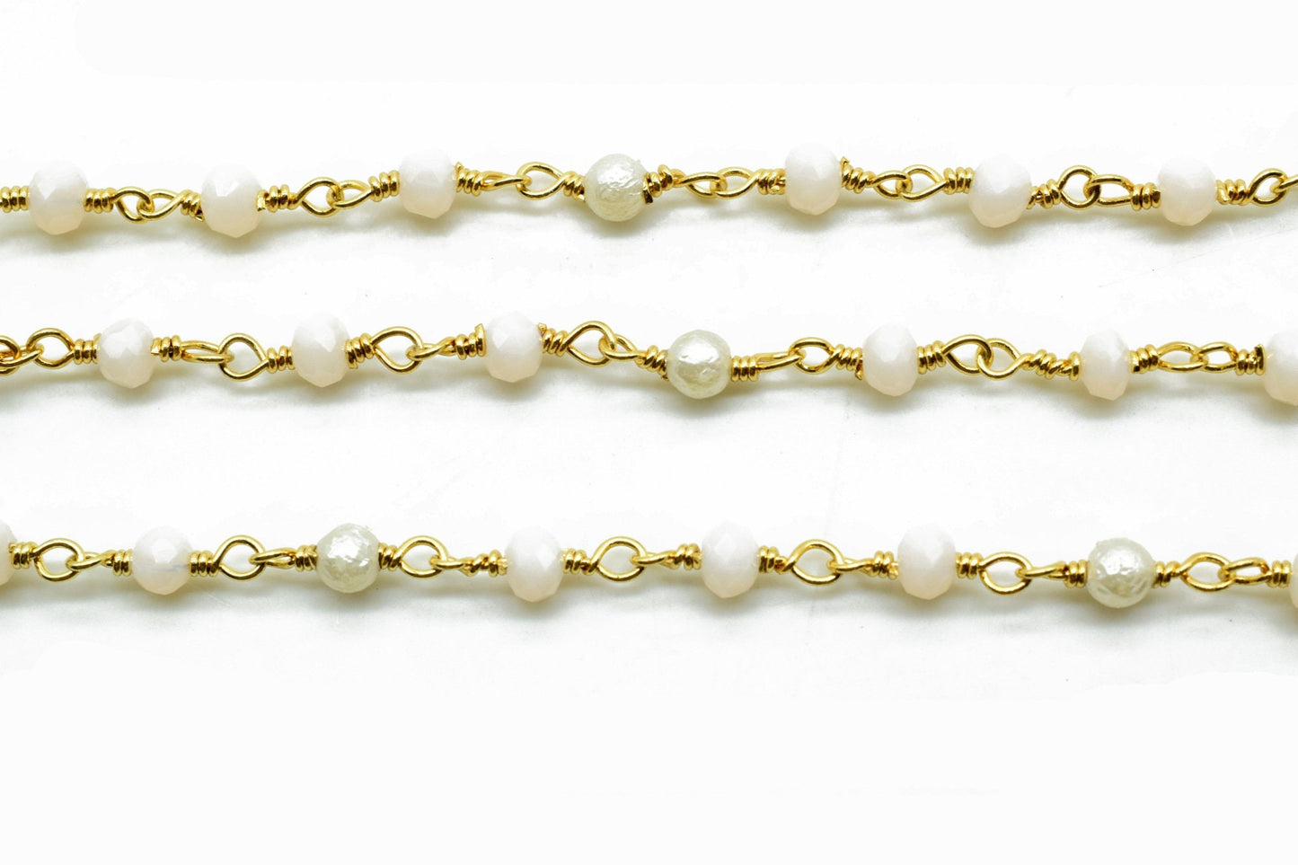 Peach Moonstone Chalcedony Hydro Faceted Wire Wrapped Beaded Rosary Chain,Brass chainJewelry Making Chain Rosary chain,gemstone beaded chain