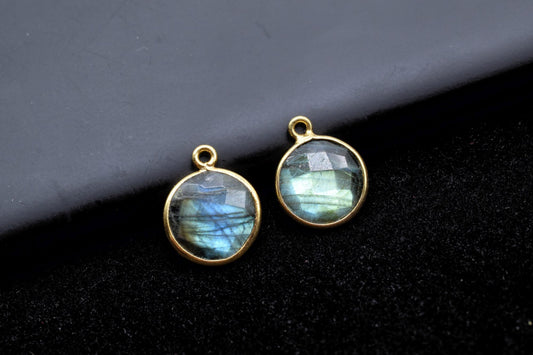 Labradorite 12mm Round Charm,Labradorite Pendant,Teardrop Pendant,Faceted Labradorite,Gemstone Charm,Gemstone Pendant,Labradorite Charms